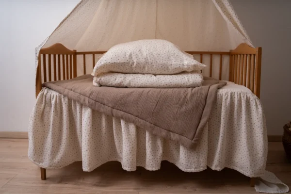 Floral crib bed skirt in cottagecore style
